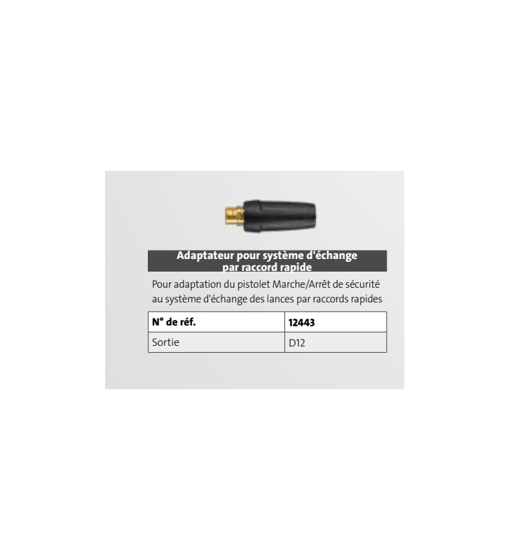 KRÄNZLE Adaptateur Kränzle raccord rapide D12 F - M22 M - 12443