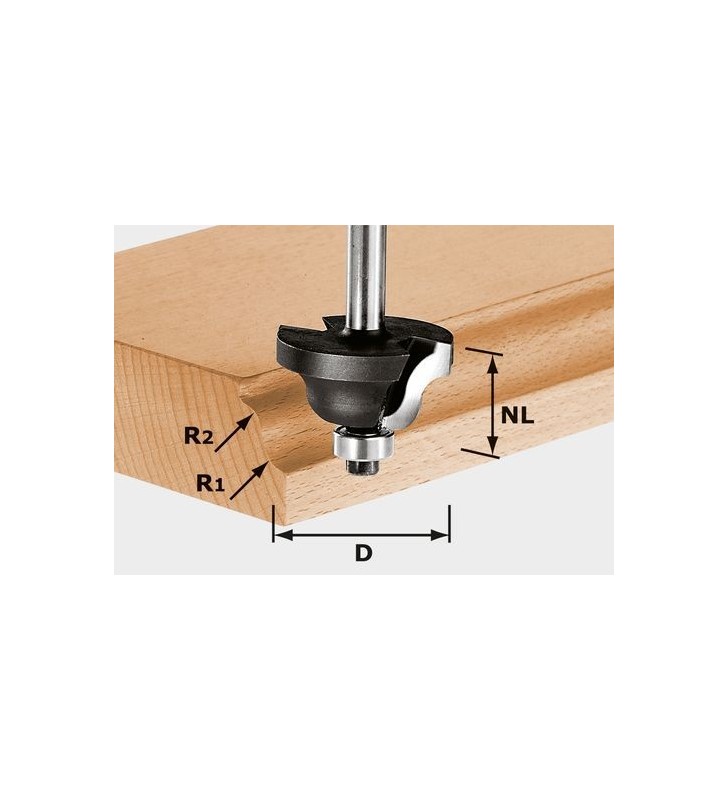 Festool - Fraise double moulure HW S8 D38,1/R6,35/R6,35